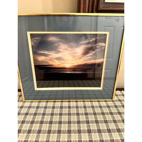 Framed Nautical Y2K Photography Prints With Gold-Toned Metal Frames & Blue Matte - Picture 3 of 16